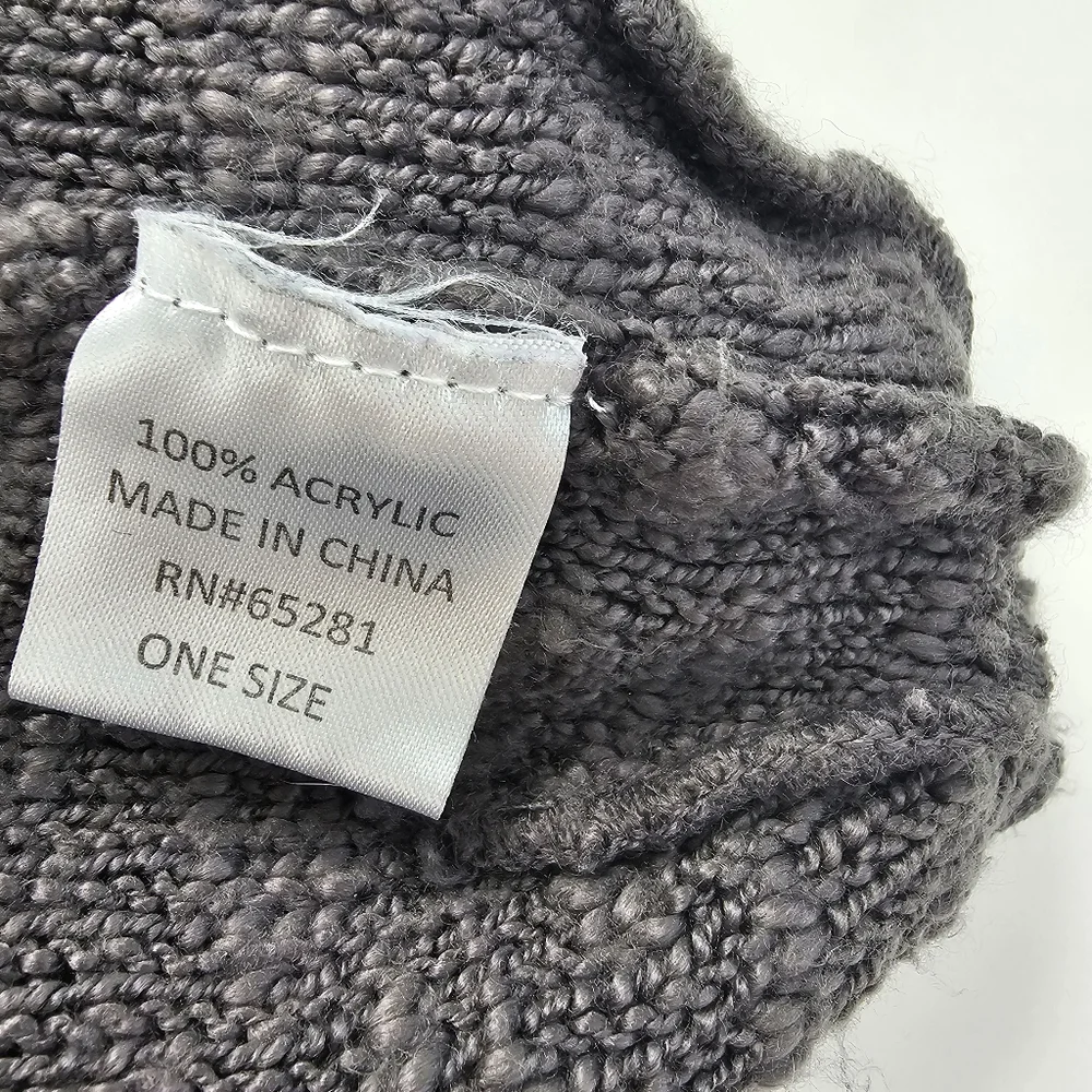 Mix No. 6 Black Ombre Popcorn Knit Slouchy Beanie | Gray Gradient Textured Hat